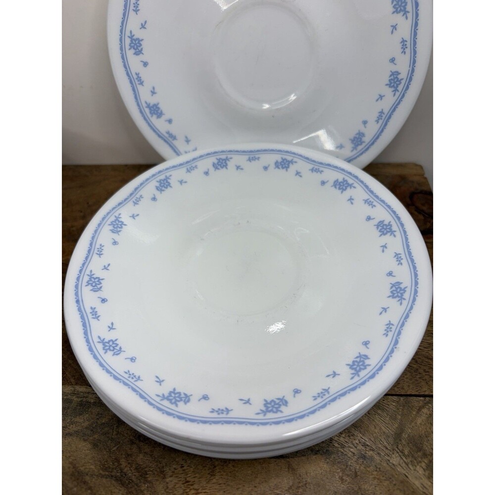 Corelle MORNING BLUE Saucer Plates 6.25” Blue Floral Set of 8 + 2 Bowls Nice! - Picture 3 of 7